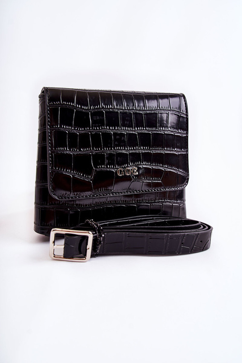 Skórzana Mała Torebka Listonoszka GOE ZNJ034 Czarna