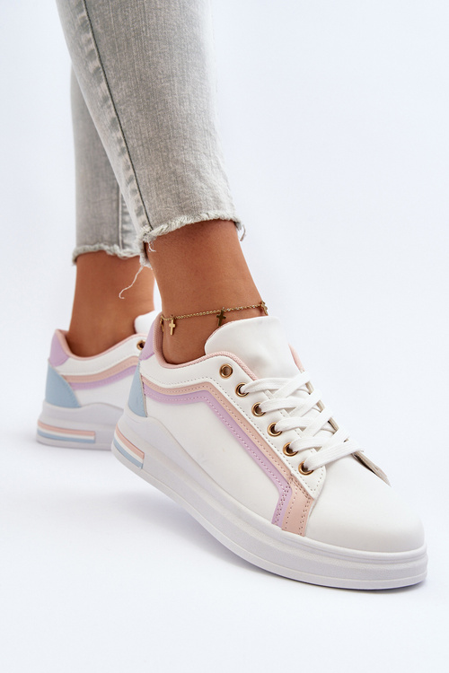 Sneakesy Damskie Z Brokatem Różowe Elnami