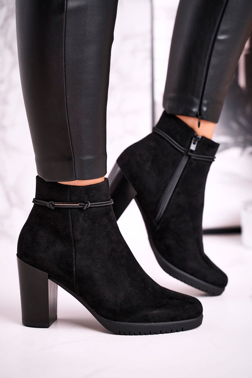 Botki Na Słupku Sergio Leone Zamszowe Czarne BT306