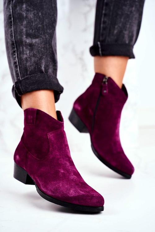 Botki Damskie Zamszowe Maciejka Fioletowe 04289-05