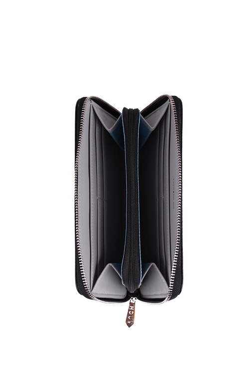 Skórzany Portfel Na Suwak Czarny Mille