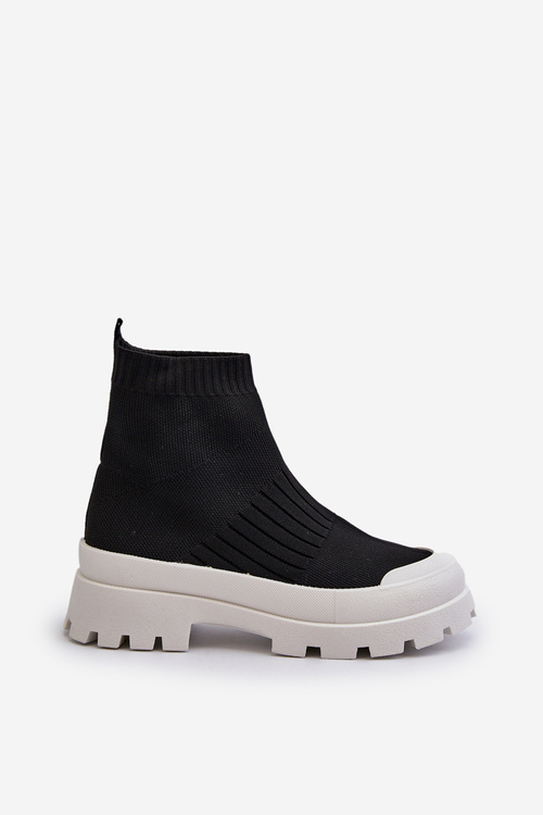 Botki Damskie Ze Skarpetkową Cholewką Wsuwane Czarne Fiename