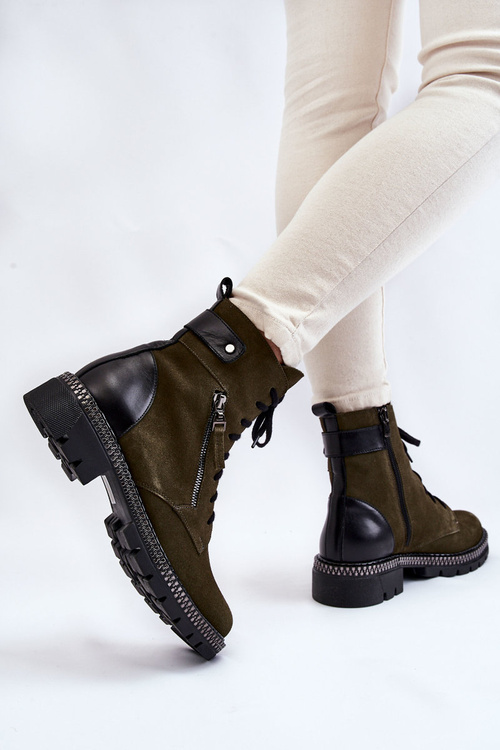 Zamszowe Ocieplane Botki Laura Messi 2508 Zielone