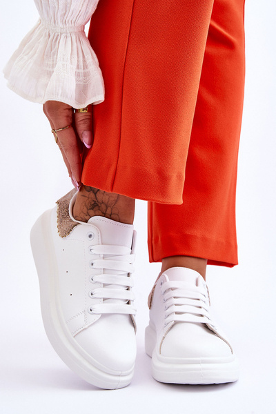 Damskie Buty Sportowe Z Ozdobnym Wzorem Biało-Złote Delight