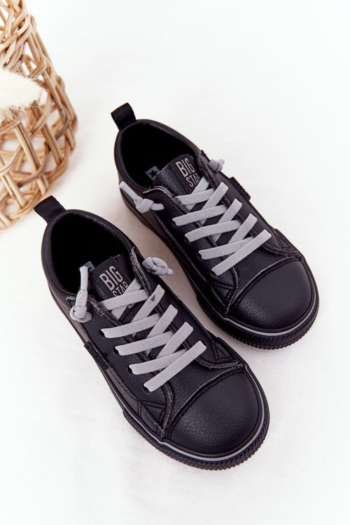 Dziecięce Skórzane Trampki BIG STAR HH374038 Czarne