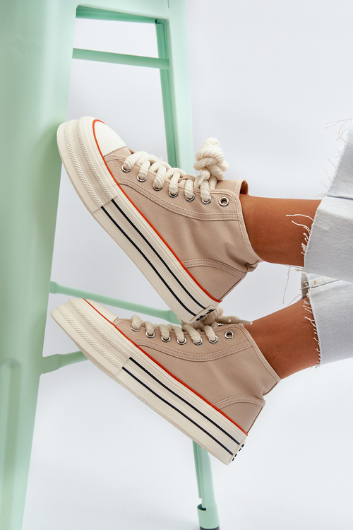 Trampki Damskie Na Platformie Beżowe Aineri