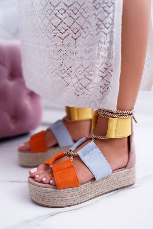 Damskie Wielokolorowe Sandały Na Platformie Espadryle Manado