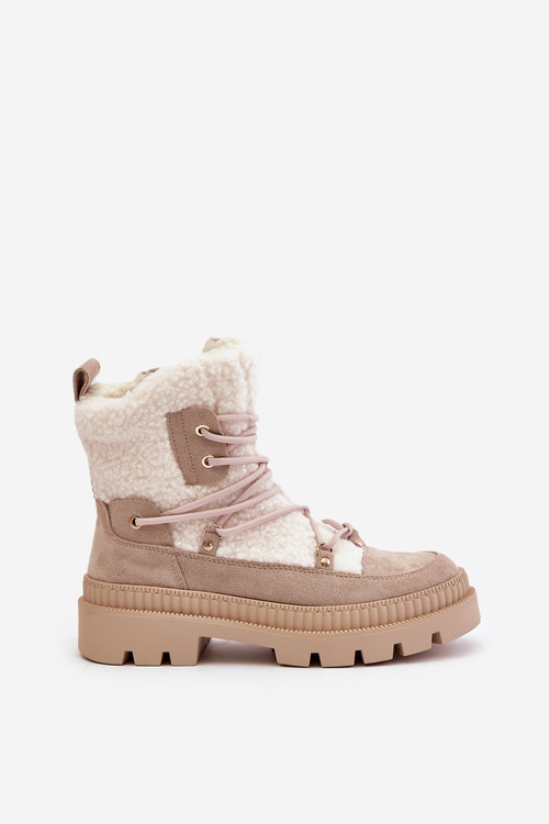 Botki Z Futerkiem Typu Baranek Beżowe Merilana