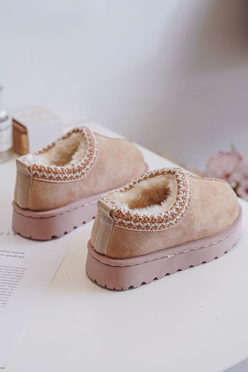 Śniegowce Botki Dziecięce Na Platformie Ocieplane Futerkiem Beżowe Vilabria