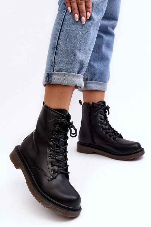 Damskie Botki Trapery Z Suwakiem Czarne Mibrasa