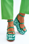 Modne Sandały Na Koturnie We Wzory Zielone Claria
