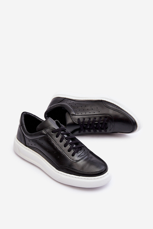 Męskie Buty Sportowe Skórzane Zazoo 1544 Czarne