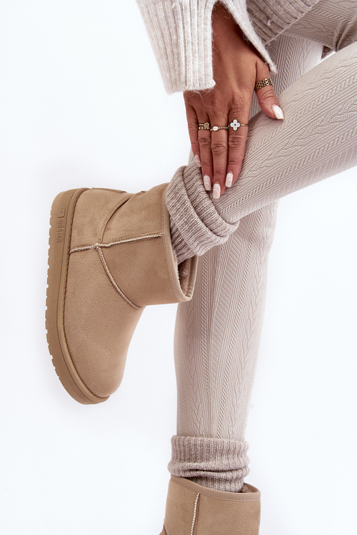 Damskie Śniegowce Ocieplane Futerkiem Beżowe Big Star MM274160