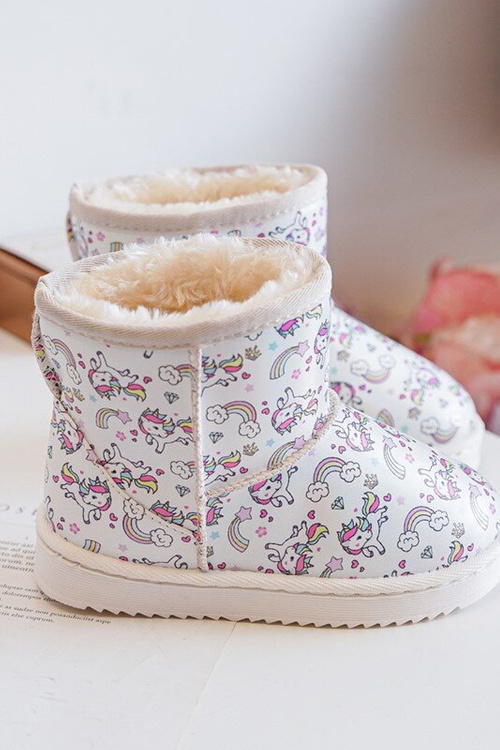 Botki Śniegowce Dziecięce Wzorzyste Beżowe Elenet