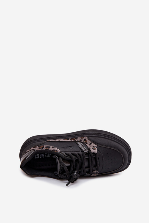 Damskie Sneakersy Na Platformie Big Star SS274358 Panterka Czarne