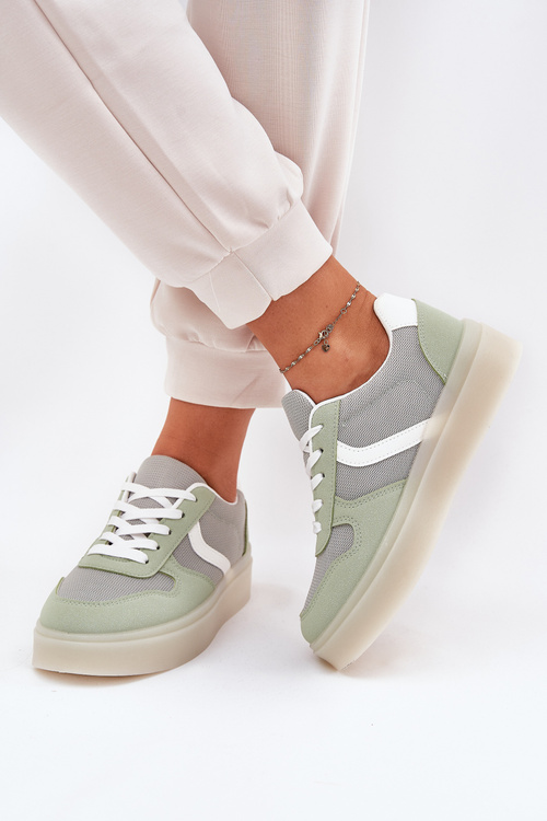Niskie Sneakersy Damskie Na Platformie Zielone Telmira