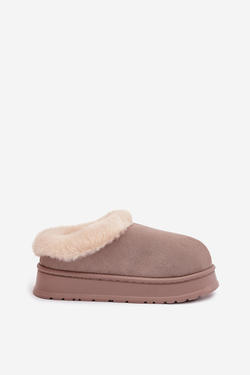 Kapcie Damskie Z Futerkiem Khaki Eveline