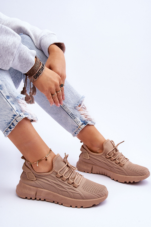 Damskie Wsuwane Buty Sportowe Sneakersy Ciemnobeżowe Rosett