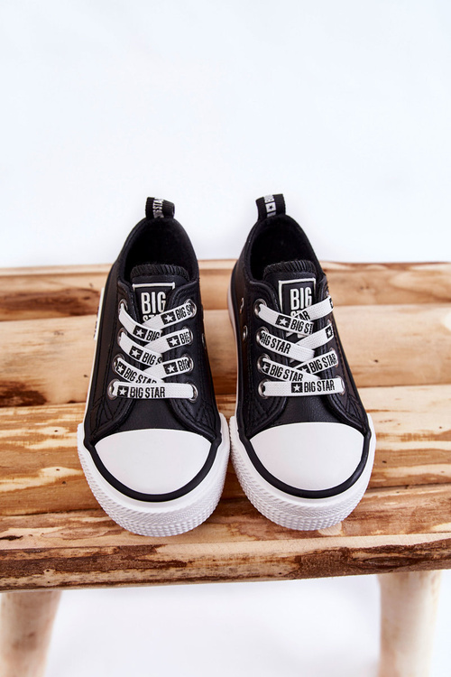Dziecięce Skórzane Trampki BIG STAR KK374043 Czarno-Białe