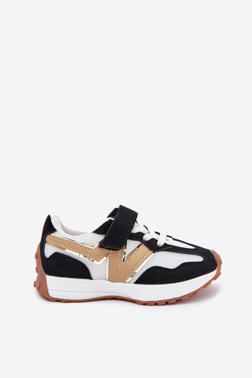 Sneakersy Dziecięce Na Rzep Biało-Czarne Tezzu