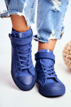Damskie Wysokie Trampki Big Star FF274584 Niebieskie