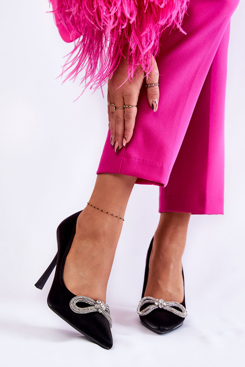 Eleganckie Szpilki Z Kokardą Czarne Alyssa