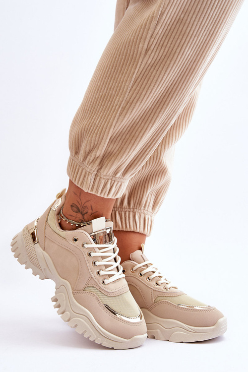 Klasyczne Sportowe Buty Na Platformie Beżowe Need It