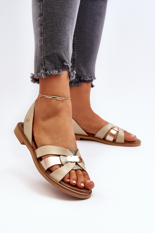 Zazoo 40382 Sandały Damskie Skórzane Beżowe