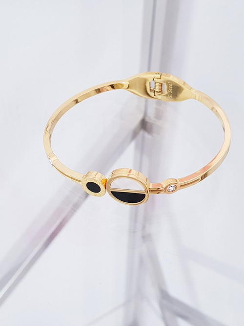 Damska Bransoleta Stalowa Cyrkonie Rzymskie Cyfry Złota Wega