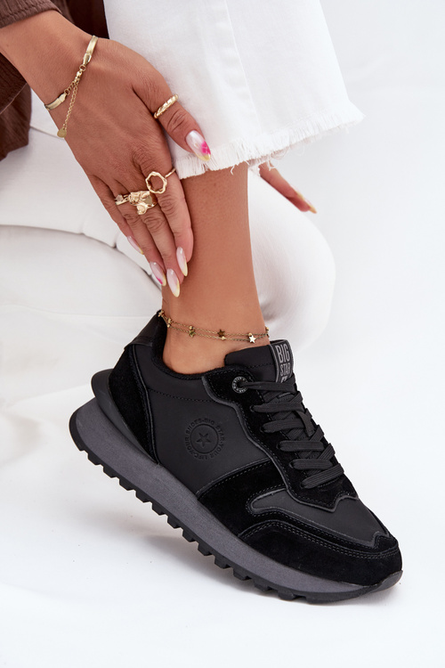 Skórzane Sneakersy Damskie Big Star OO274529 HI-POLY SYSTEM Czarne