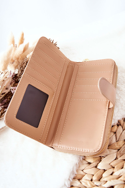 Duży Portfel Damski Z Dodatkowymi Portmonetkami Beżowy