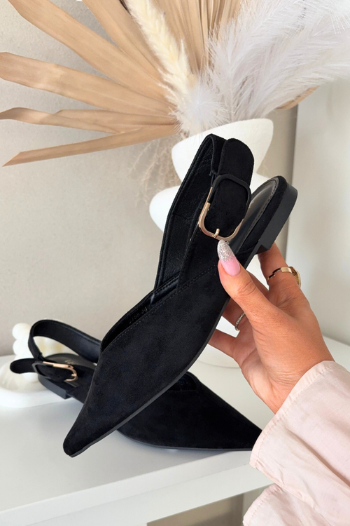 Baleriny Damskie Z Klamrą Czarne Tanelia