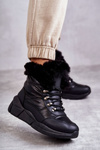Damskie Śniegowce Sznurowane Czarne Anna