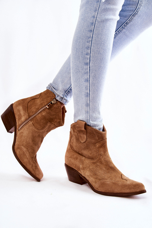 Damskie Botki W Szpic Lewski Shoes 3236 Beżowe