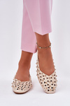 Zdobione Baleriny Na Płaskim Obcasie Beżowe Nilarisela