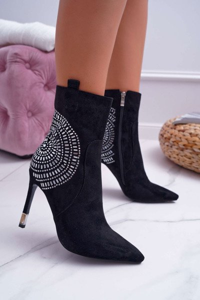 Botki Damskie Na Szpilce Czarne Fashionable