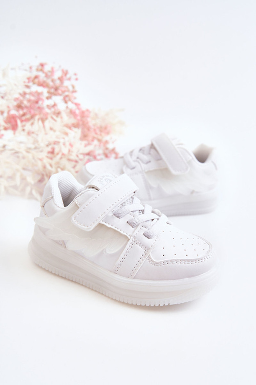 Dziecięce Skórzane Buty Sportowe Na Rzep Białe Angel