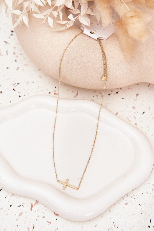 Łańcuszek Z Krzyżykiem Stal Chirurgiczna Złoty