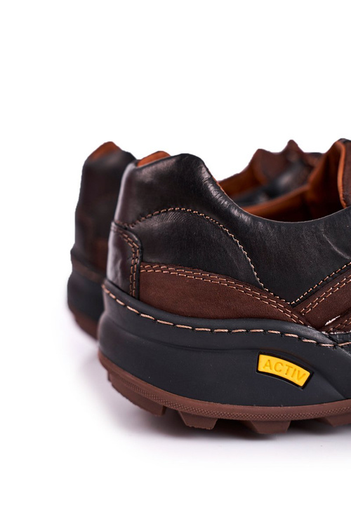 Męskie Trekkingowe Skórzane Półbuty Bednarek Activ Brązowe