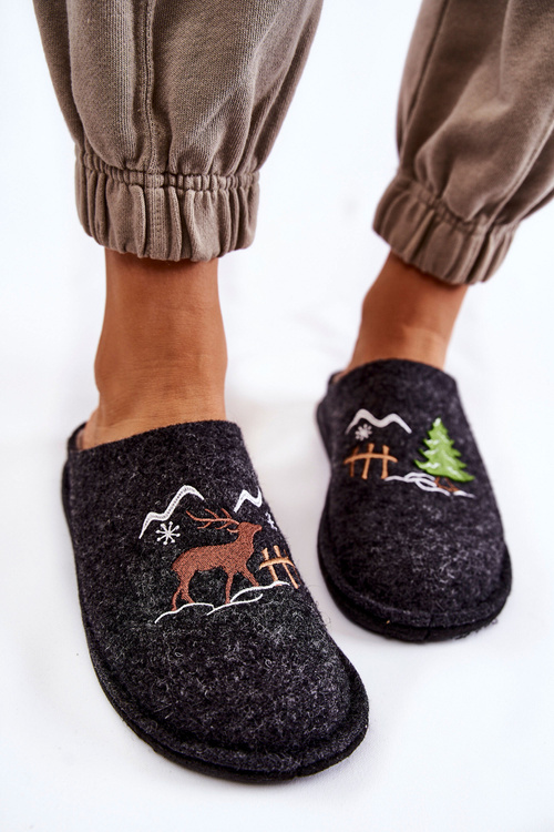 Domowe Papcie Big Star KK276018 Czarno-Beżowe