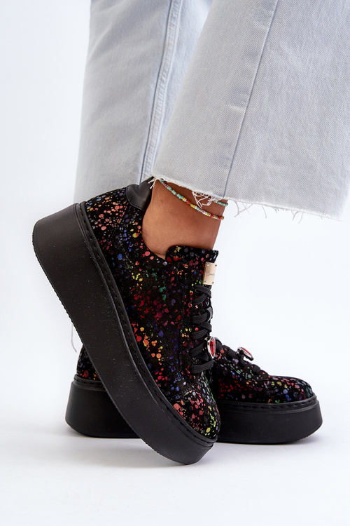 Skórzane Sneakersy Na Platformie Maciejka 6191S-01 Czarne