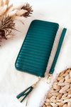 Duży Portfel Pikowany Z Paseczkiem Zielony