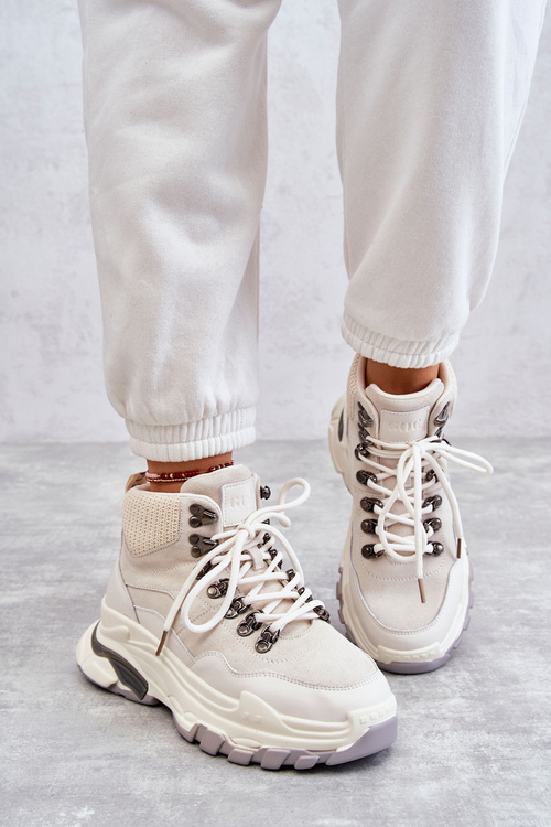 Damskie Wysokie Buty Sportowe GOE KK2N4097 Jasnobeżowe