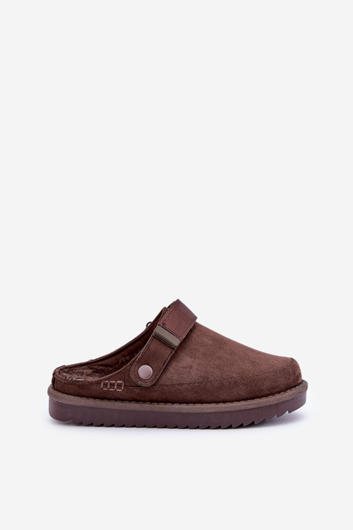 Ocieplane Kapcie Damskie Na Platformie Czekoladowe Neliel