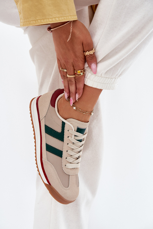 Niskie Sneakersy Damskie Ciemnobeżowe Rulaana