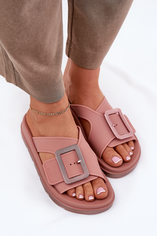 Pachnące Klapki Damskie Z Ozdobną Klamrą ZAXY RR285077 Brudny Róż