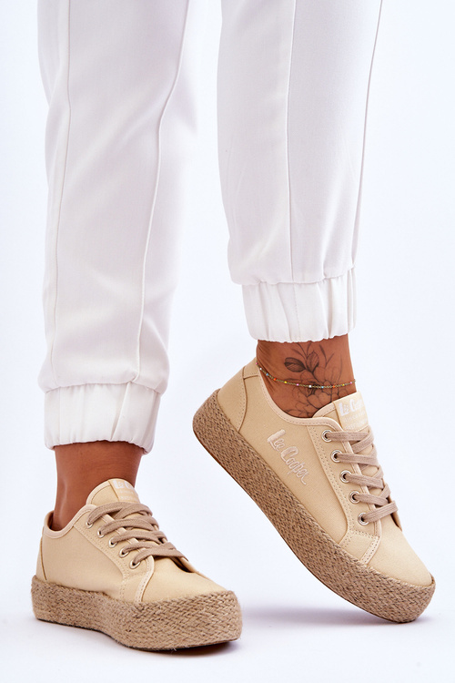 Modne Trampki Z Plecionką Lee Cooper LCW-23-31-1795L Beżowe