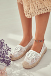 Damskie Koronkowe Espadryle Z Ozdobą Białe Summer Dream