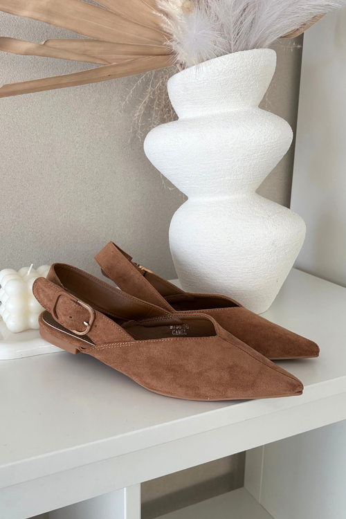 Baleriny Damskie Z Klamrą Camel Tanelia