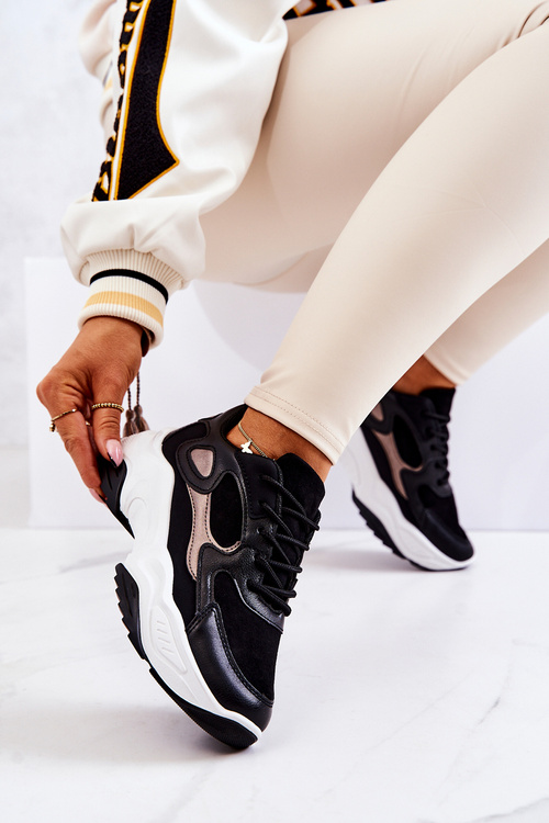 Sportowe Buty Sneakersy Czarne Retroque